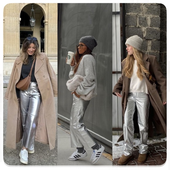 NWT Gianni Bini Tatania Metallic Silver Pants Sz 26 - Picture 13 of 13